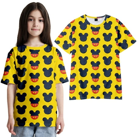 

LANLIN Mickey Minnie 3D Print Graphic Tees Mesh Cloth Shirt & Top for Boys Girls