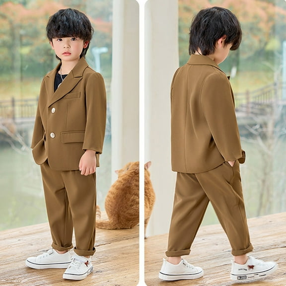 Boys Business Suits Coat 3 Piece Outfit Tuxedo Set for Kids Formal Suit for Boys with Pants Necklace Set Slim Knitted Romper Outfits Boys Size 5t Baby Boy Outfit Bundles Bodysuit Button down