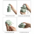 thumbnail image 4 of 600ml Silicone Folding Bottle Adult Portable Reusable Plastic Cups Outdoor Travel Gym Water Bottle Motivational Drinking Bottle, 4 of 9