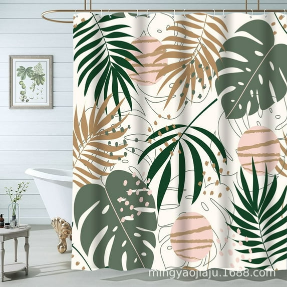 Digital Printed Shower Curtain Polyester Waterproof Mildew-proof Shower Curtain Thickened Partition Curtain 1.5M * 1.8M