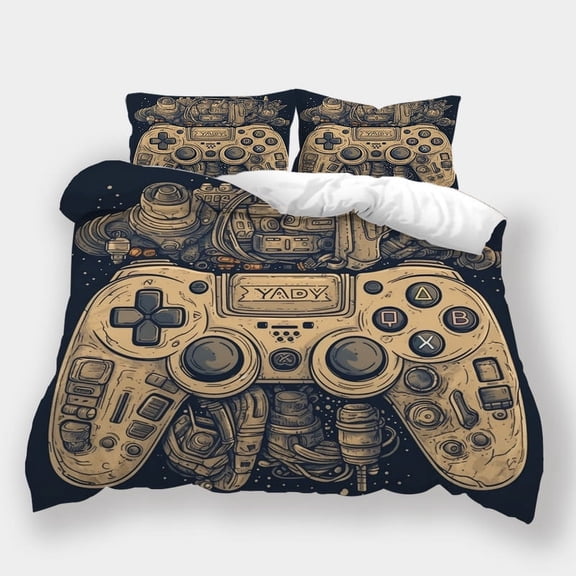 Bedding Set Comforter Cover Pillowcase Children Adult Stylish Gamepad Printed Bedspreads,California King (98"x104")