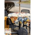 thumbnail image 4 of Outdoor Tablecloth with Umbrella Hole and Zipper, Fall Orange Blue Pumpkin Square Table Cloth 54x54 Inch Waterproof Tablecloth, Thanksgiving Sunflowers Leaves Picnic Table Cover for Patio Camping, 4 of 7