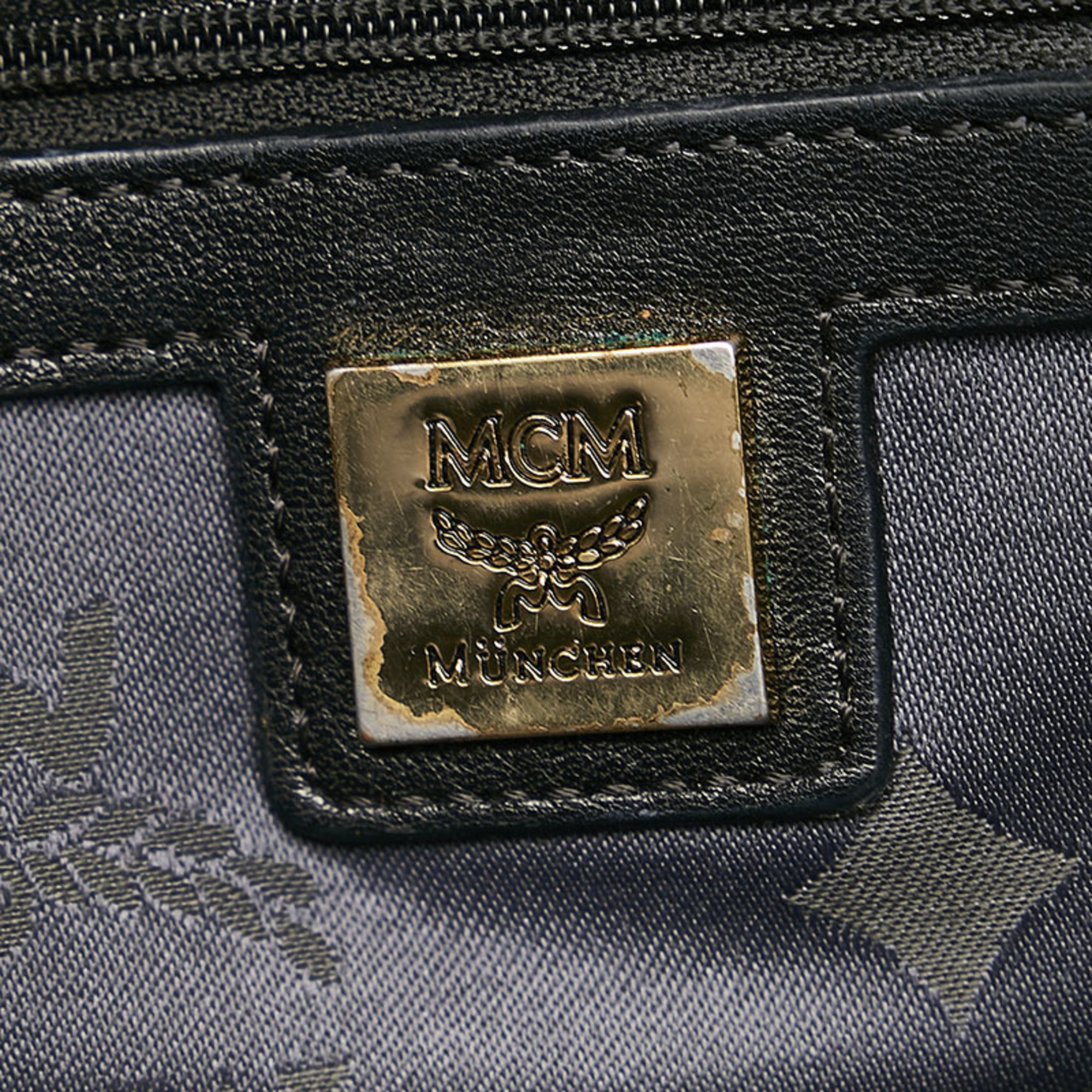 MCM Pink Studded Visetos Backpack Key Chain Black Leather ref.236522 - Joli  Closet