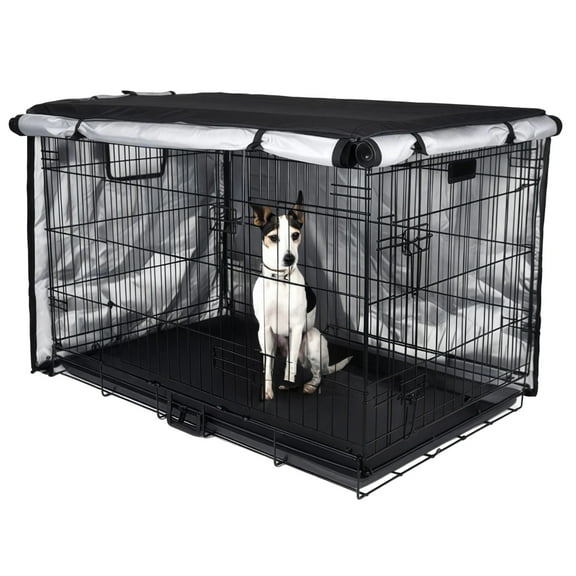 Dog Crate Cover with Double Door Access, Waterproof Oxford Cloth Kennel Cover for 36 inch Crates, Heavy Duty Pet Cage Cover with Air Vents, Universal Fit Dog Crate Privacy Shield