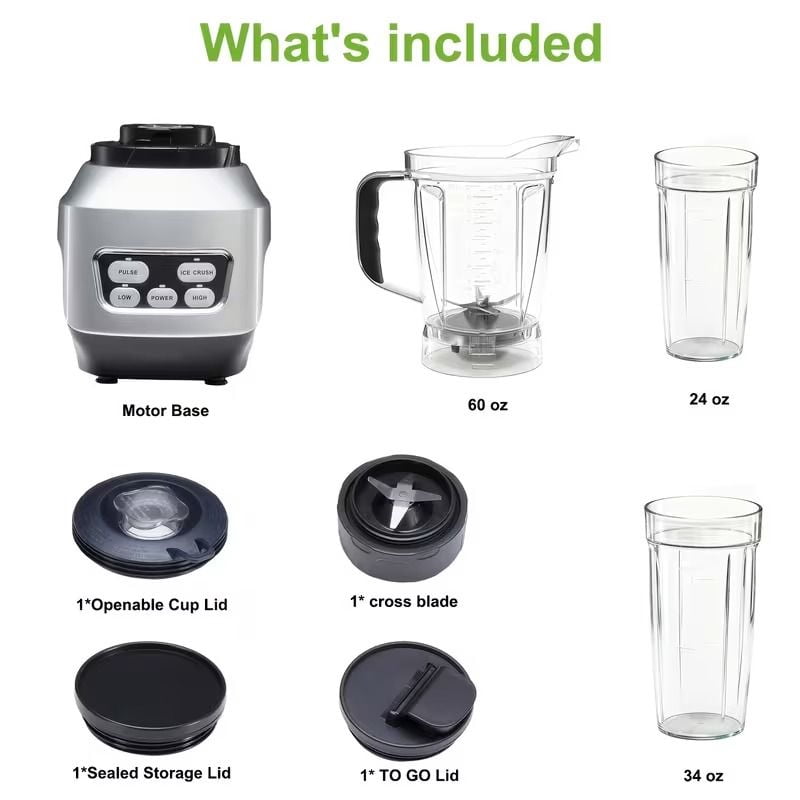Moothie Blender, Countertop Blenders for Kitchen with 23 34 60oz BPA-Free Portable Cups, Professional Smoothie Maker with Four Programs for Shakes, Sauces, Juice And Ice Crushing