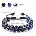 thumbnail image 3 of YUHAOTIN Men's Women's Triple Protection Bracelet Green Black Hand Bead Bracelet Natural Stone for Good Luck Happiness Bead Bracelets for Women Initial Bracelet for Girls, 3 of 5