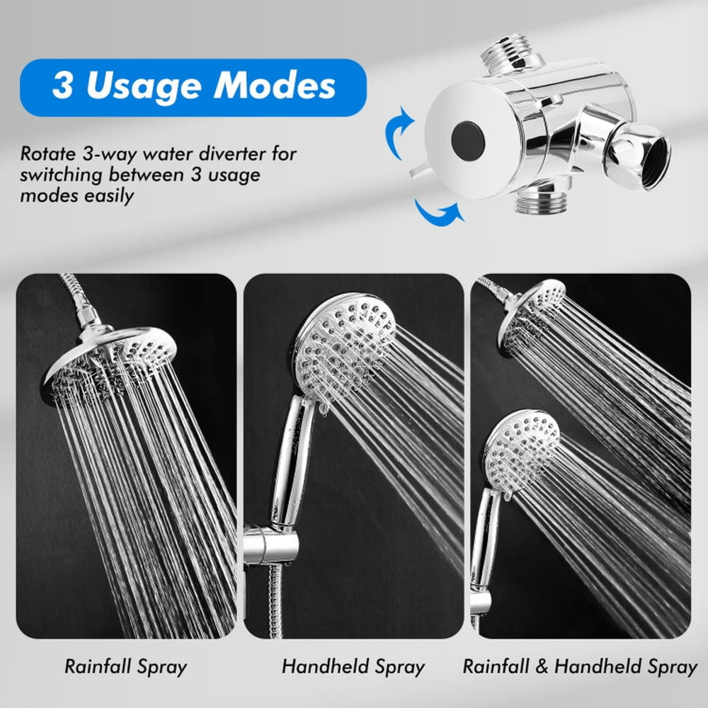 Finihen Shower Head, Switchable Shower Head Combo, High Pressure Combo Handheld Shower Head, White