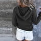 thumbnail image 4 of Qarigey Sudadera con capucha abotonada para mujer, jersey informal de Color sólido, sudadera con cordón, gorra de viaje, Fitness, túnica de otoño, Abrigos y chamarras Negro EU Qarigey AP009590-08, 4 of 6