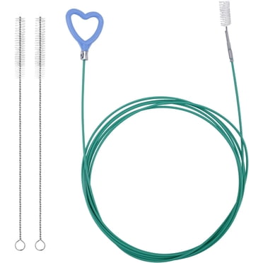 Skylight Drain Cleaning Tool, Long Cord Pipe Cleaner with 2 Straight Flexible Cleaning Brushes, Heart Shaped Handle Design, Drain Cleaner.,Green