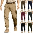thumbnail image 5 of BangWanChi Big & Tall Men's Workwear Pants Men Outdoors Fashion Solid Casual Elastic Waist Pocket Cargo Pants, 5 of 5