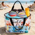 thumbnail image 2 of Happy Summer Beach Bag for Women, Large Breathable Mesh Beach Tote Bag, Ocean Beach Starfish Shell Bag Watercolor Sandproof Lightweight Travel Bags for Vacation Picnic Swimming Pool 15.7"x15.7"x9.1", 2 of 9
