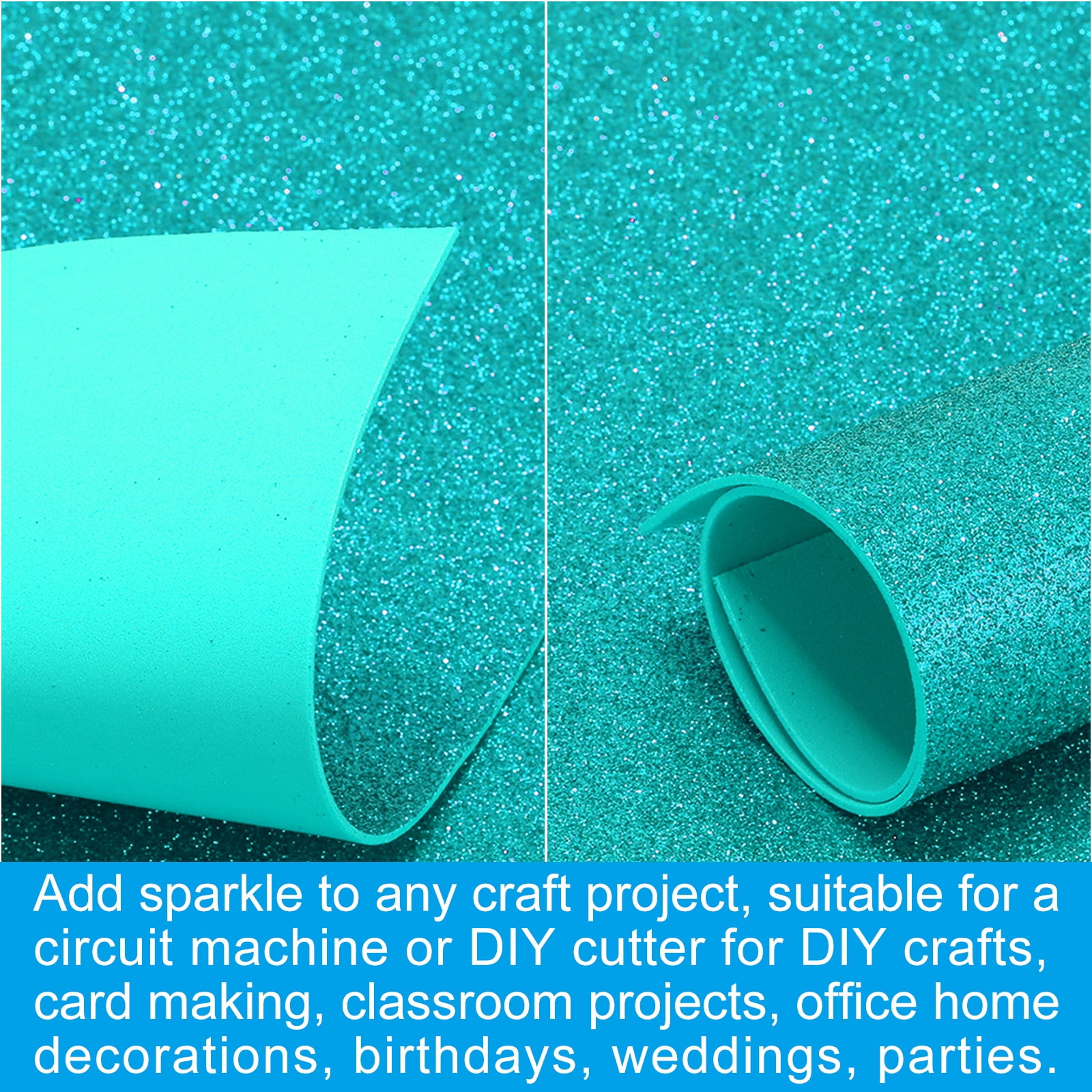 Uxcell Blue Green Shiny EVA Glitter Foam Sheet 11.8 x 7.9 Inch 2mm Thick with Back Adhesive Sparkle EVA Glitter Felt for Crafts DIY Project, 30 Pcs
