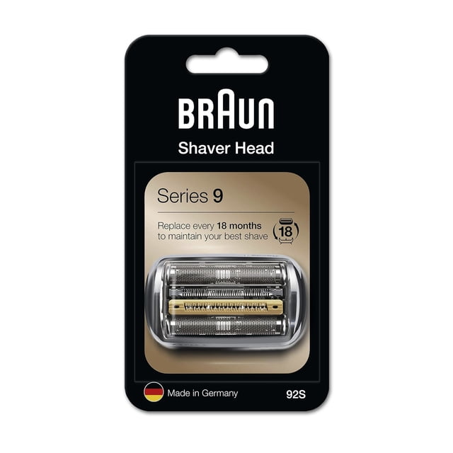 Series 9 92S Tête de Remplacement pour Rasoir Électrique Braun, Cassette de Remplacement pour Grille et Coupeur Compatible avec Rasoirs Électriques Braun Series 9 9290cc, 9291cc, 9370cc, 9293s, 9385cc (Argent)