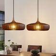 thumbnail image 2 of UEEYAC Restaurant Lamp Japanese Simple Wooden Pendant Light Retro Walnut Wood Chandelier, 2 of 9
