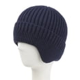 thumbnail image 2 of Nooxsoe Winter Beanie with Earflap Winter Knitted Beanie Casual Cap Casual Wear Slouchy Warm Hats Winter Hat Soft Stretch Warm Knit Cap Knitted Hat Warmer Bonnet Thickened Cap Woman Hat Navy One Size, 2 of 3