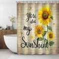 thumbnail image 3 of Sunflower Shower Curtain, Rustic Floral Sunflower and Butterfly Shower Curtains Set with 12 Hooks, You are My Sunshine Shower Curtain, Sunflower Shower Curtains for The Bathroom, 72" W x 72" H, 3 of 6