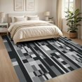 thumbnail image 3 of ODIKA 8'x10' Washable Area Rug Non-Shedding, Easy Care, Grey Abstract Striped Grid Design Mid Century Minimalist Vertical Blocks for King Size Bedroom Under Bed, Master Suite, 3 of 7