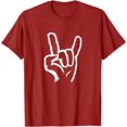 thumbnail image 1 of Rock On Hand Sign Symbol Gesture Rock Lover Salute Drawing T-Shirt, 1 of 1