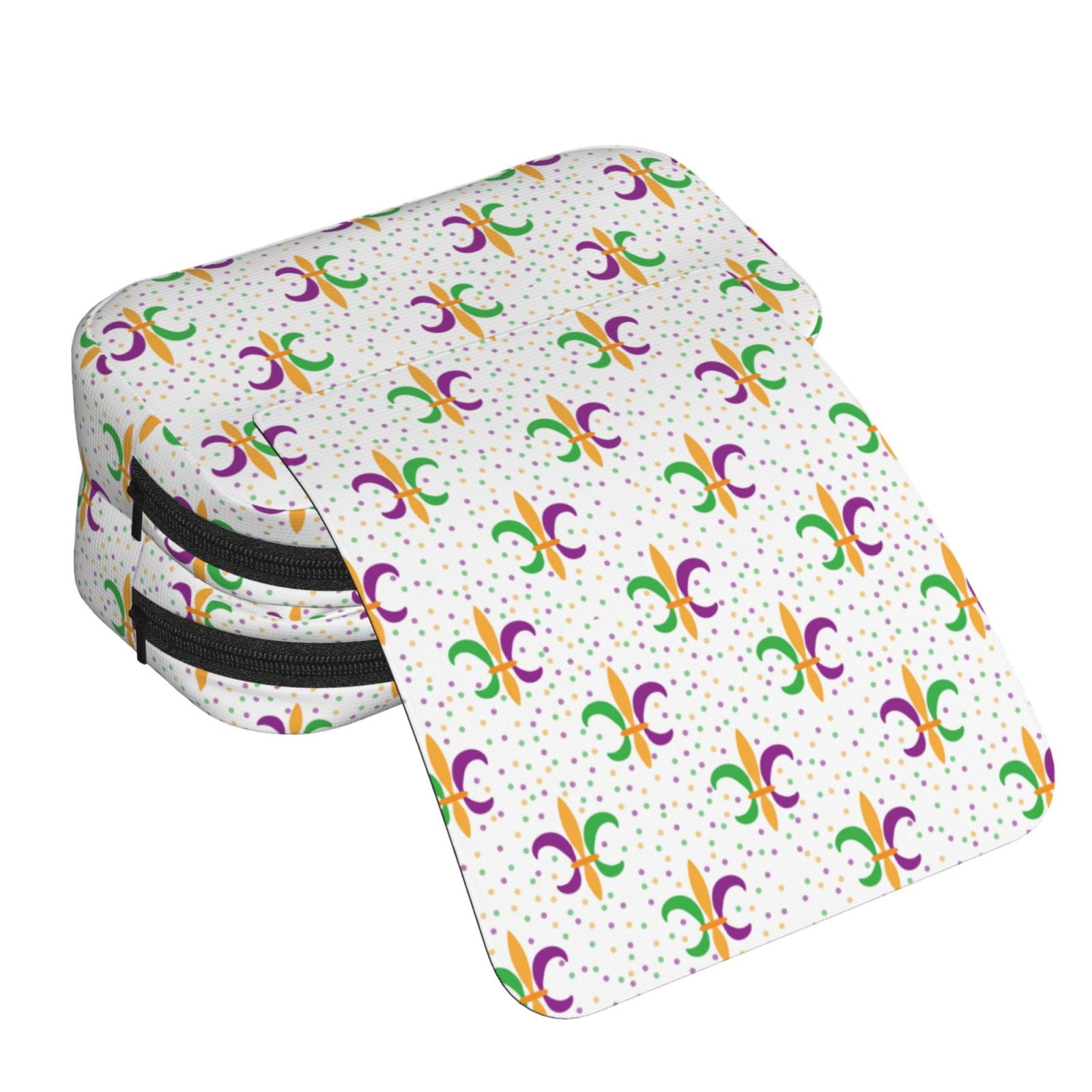 Rateoe Mardi Gras Carnival1 Pattern Double Clamshell Pen Case, Storage Organizer with Two Zipper Compartments– Holds Up to 50 Pencils & Pens