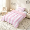 thumbnail image 2 of Manfei Classic Stripe Twin Comforter Sets,Modern Geometric Bedding Set, Pink White, Pink Reversible 2 Pieces, 1 Comforter and 1 Pillowcase, 2 of 6