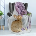 thumbnail image 4 of Easter Bunny Soft Flannel Fleece Throw Blanket, Brown Easter Rabbit with Lilac Flowers Dyed Eggs Floral Innocent, Cozy Plush for Indoor and Outdoor Use, 50" x 60", Multicolor, by Ambesonne, 4 of 5