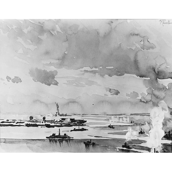 Ice Around Governors Island Poster Print by Joseph Pennell (American, Philadelphia, Pennsylvania 1857�1926 New York) (18 x 24)