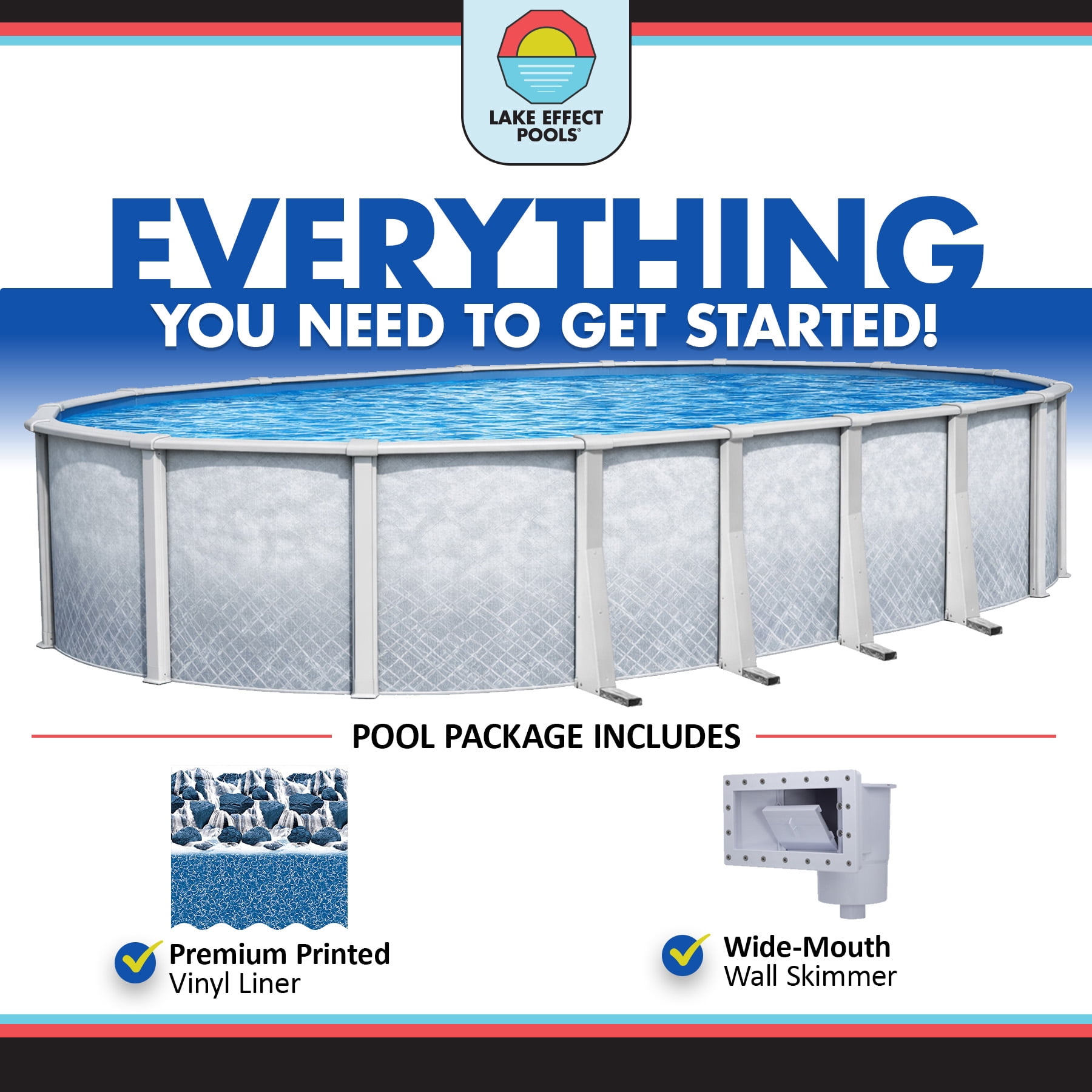 Lake Effect Pools Lifestyle 18' x 33' Oval x 54" Resin Protected Steel Above Ground Swimming Pool