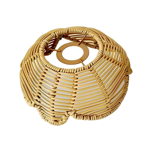 LAMIRO Rattan Lamp Shade Lotus Shape Chandelier Lamp Cover Rustic Ceiling Light Fixture Cover Handmade Creative Woven Lampshade for Bedroom Living Room Restaurant Hallway Decoration Brown