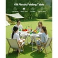 thumbnail image 2 of KFFKFF 4 Ft Folding Table, Portable Fold-in-Half Utility Table with Adjustable Height and Built-in Handle, Indoor and Outdoor Plastic Rectangle Table for Events, Dining, Camping, and Picnics, White, 2 of 9