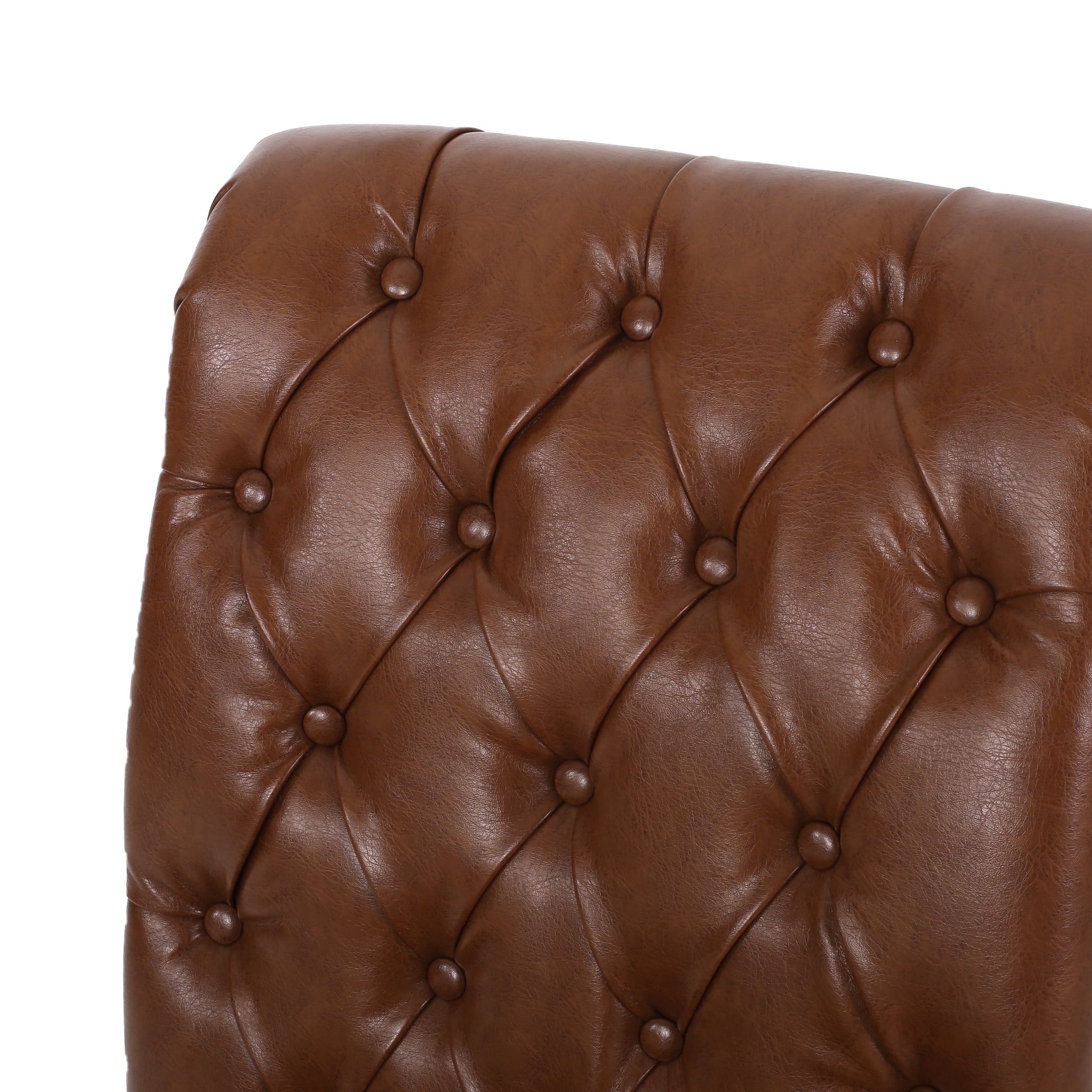 Noble House Cullon Contemporary Faux Leather Dining Chairs, Set of 4, Cognac Brown
