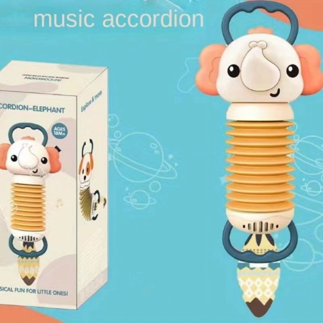 Children's Animal Accordion Baby Bedside Toy Pendant Cute Little Elephant Playing Violin Dog Pendant Musical Instrument Auditory Enlightenment