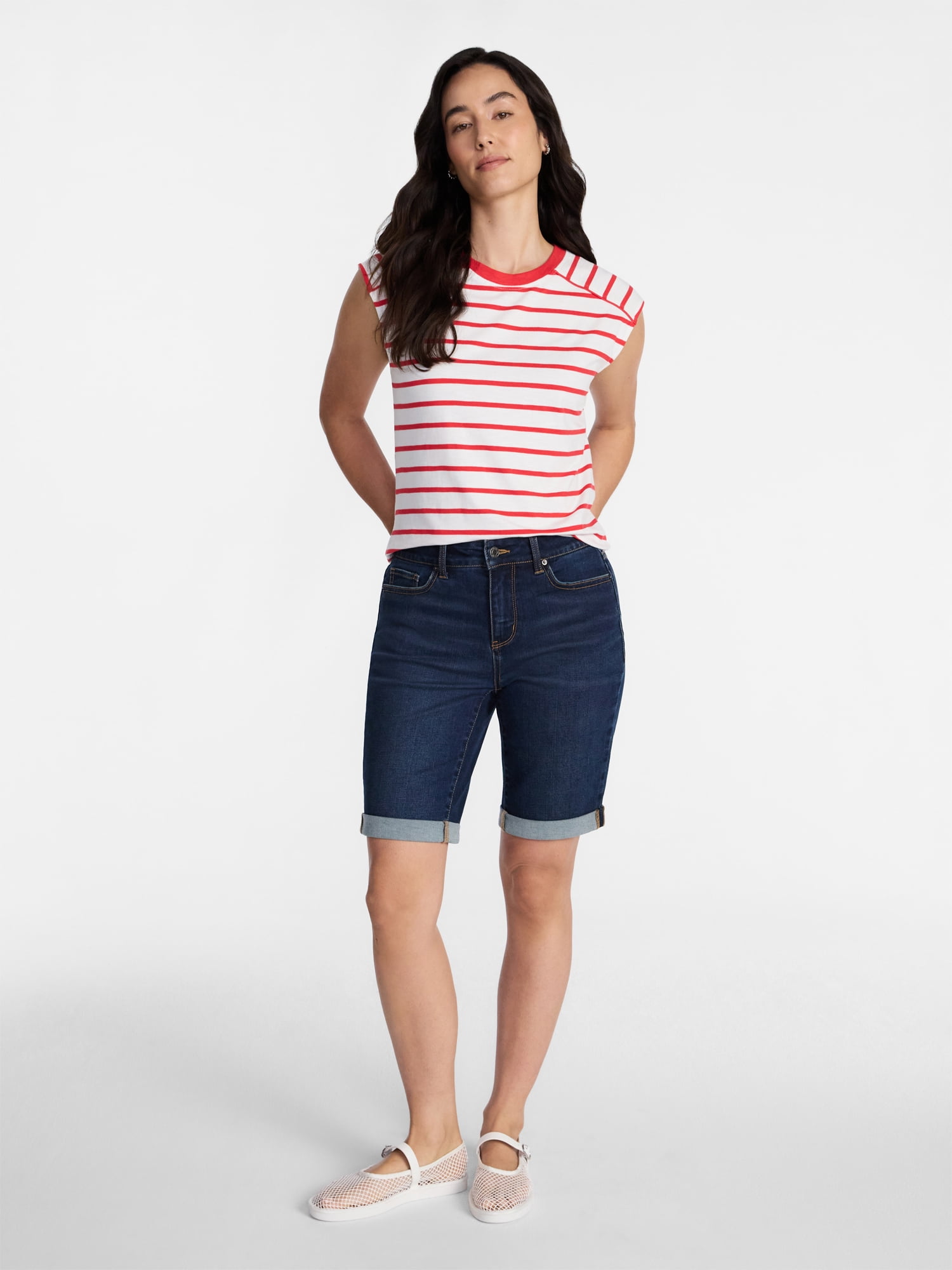 Time and Tru Women's Muscle Tank Top with Piped Trim, Sizes XS-XXXL