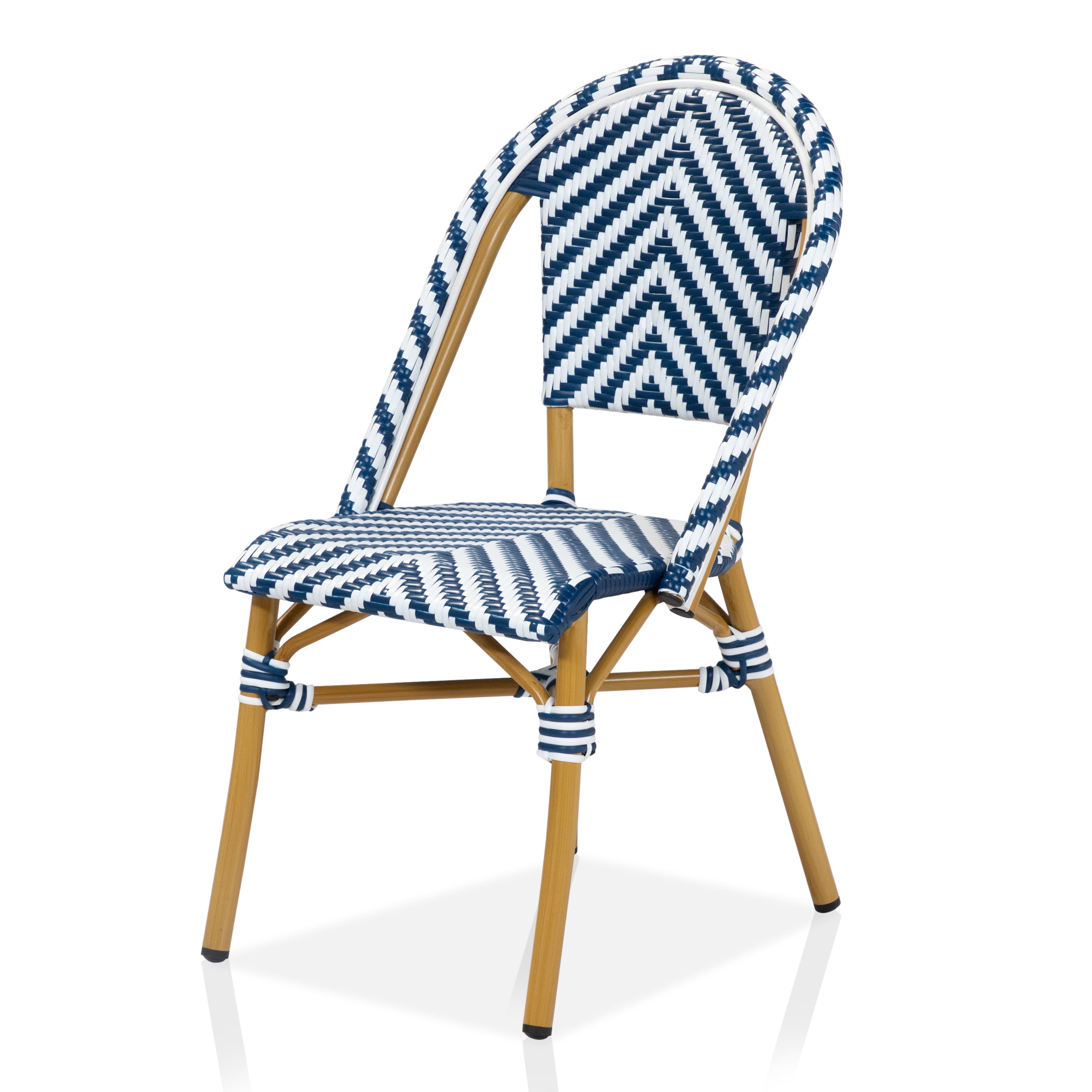 Furniture of America Tahit Outdoor Dining Chair - Faux Rattan - Armless - Blue