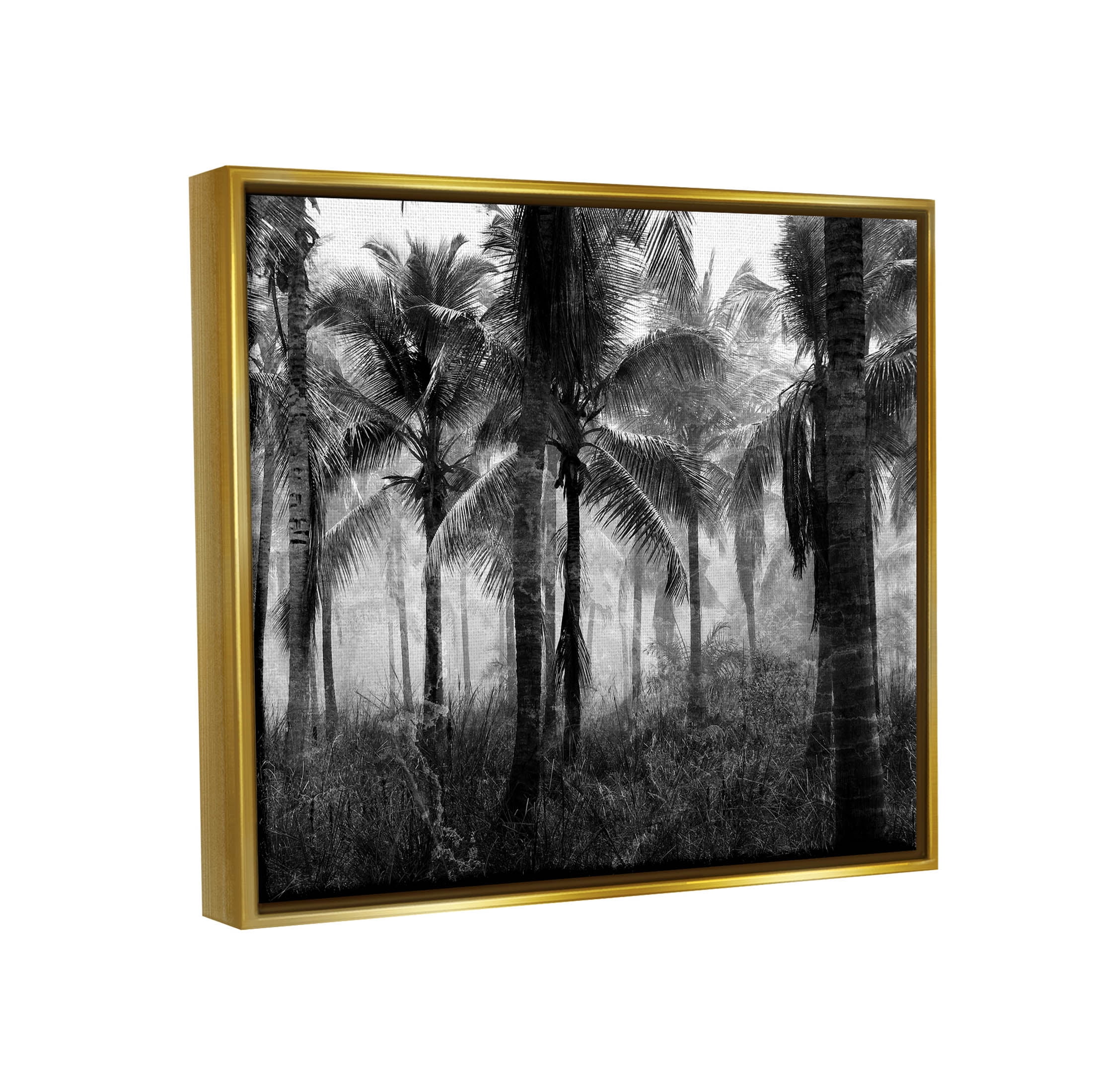 Stupell Industries Dense Tropical Palm Tree Forest Photograph Metallic Gold Floating Framed Canvas Print Wall Art, Design by Kim Allen