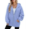 thumbnail image 4 of HAiming Womens Full Zip up Hoodie Coat Long Sleeve Solid Color Hooded Sweatshirts Jacket with Pockets, 4 of 4