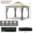 thumbnail image 3 of Costway 11'x11' 2-Tier Pop-Up Gazebo Tent Portable Canopy Shelter Carry Bag Mesh Brown, 3 of 11