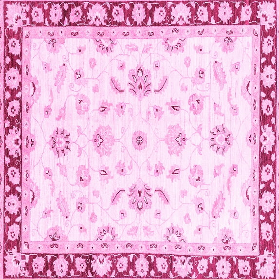 Ahgly Company Indoor Square Oriental Pink Traditional Area Rugs, 4' Square