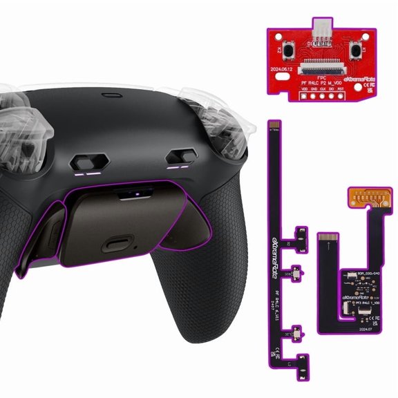 eXtremeRate RISE Plus MAX RMB Back Paddles Kit with Clicky Trigger Stops & Rubberized Grip for PS5 Controller BDM-030 040 050, Remappable Real Metal Back Buttons Kit for PS5 Controller Black