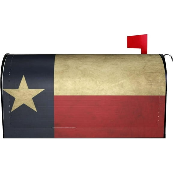 Texas Lone Star State Flag Pattern Magnetic Mailbox Cover Waterproof MailWraps Letter Box Cover for Garden Yard Outdoor Decor Standard Size - 21 x 18 in