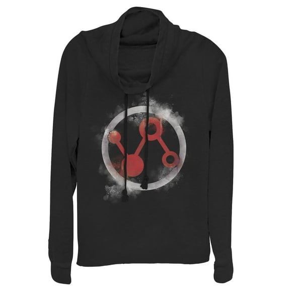Junior's Marvel Avengers: Endgame Smudged Ant-Man  Cowl Neck Sweatshirt Black Medium