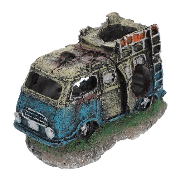 EeaseMX Decoración de resina para pecera con forma de coche para casa oculta de peces de acuario