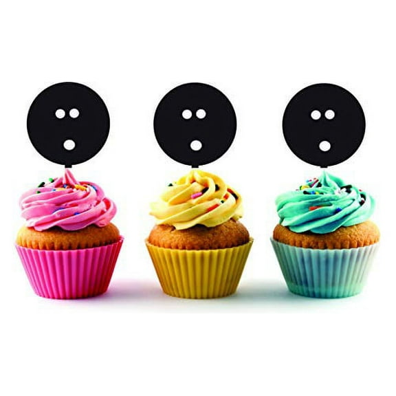 Bowling Ball with finger holes Silhouette Acrylic Cupcake Toppers 12 pcs