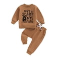 thumbnail image 3 of JAJAHO Newborn Baby Boy Clothes Halloween Outfit Letter Printed Sweatshirt And Pants Toddler Jogger Set 0-3T, 3 of 5