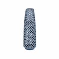 thumbnail image 1 of Benzara BM195384 Decorative Ceramic Table Vase with Cut-Out Trellis Pattern, Indigo Blue, 1 of 1