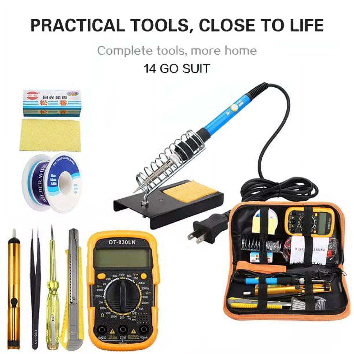 FZFLZDH 14 In1 Soldering Iron Kit, 110V/60W Adjustable Temperature Welding Soldering Iron, Stainless Steel Electric Solder Wire Welding Tools