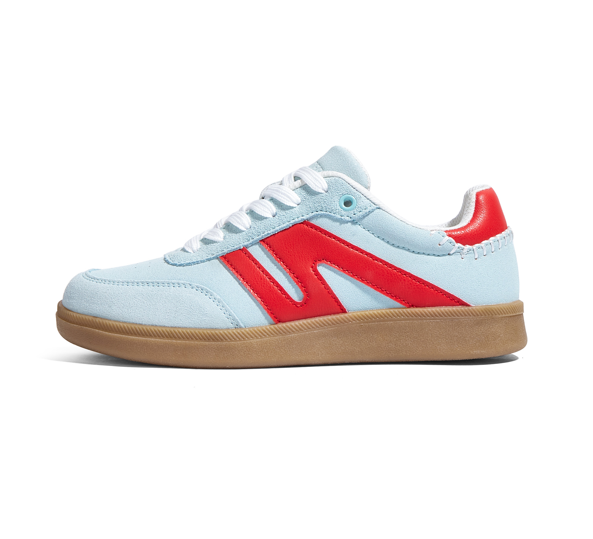 LUCKY STEP Womens Classic Retro Gum Sole Fashion Sneakers Genuine Leather Anti Slip Casual Shoes,Mint&Red