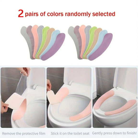 2 Pairs Bathroom Warmer Toilet  Pads Washable and Reusable Toilet Seat Cushion Pad Warmer Cover Upgraded Cushion for Winter Bathroom