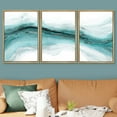 thumbnail image 3 of PixonSign Framed Wall Art Set Pastel Watercolor Vibrant Teal Paint Stroke Landscape Canvas Print Nature Wilderness Modern Art Decorative Scenic Relax/Calm for Bedroom - 24"x36"x3 Panels Natural, 3 of 5