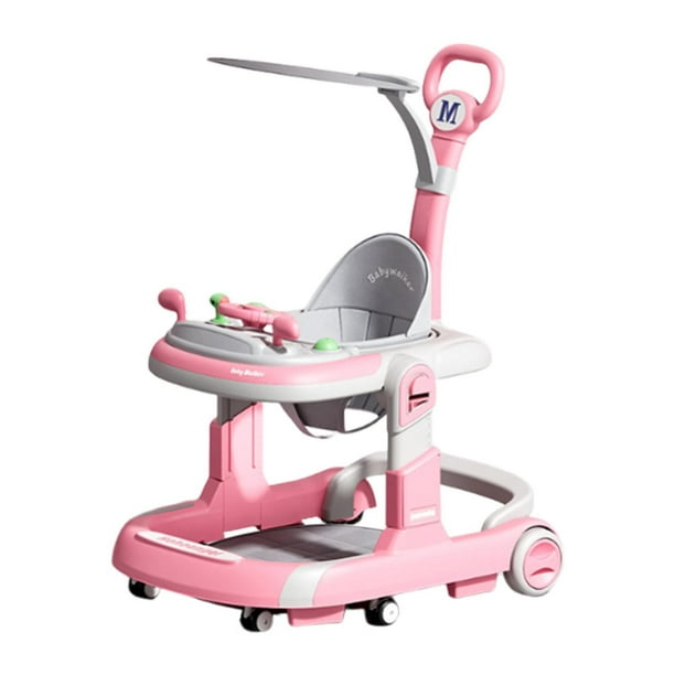Cochecito de bebé Centro de actividades para bebés antivuelco con música juguete para caminar para niños con ruedas para niños niñas bebés 6 Rojo
