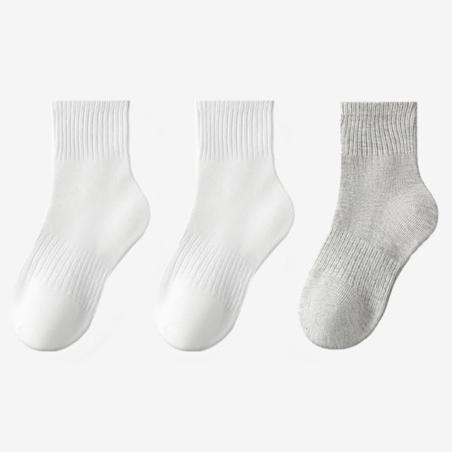 Kids' 3-Pack Solid Color Cotton Sports Socks for Boys and Girls - Moisture Wicking, Odor Resistant, Everyday Wear